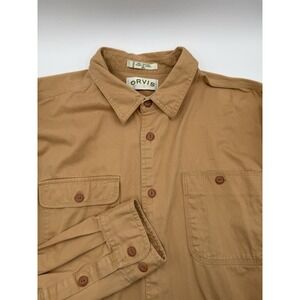 Orvis Men's 2XL Guide Shirt Medium Khaki Beige RN70534 100% Cotton Guide Shirt